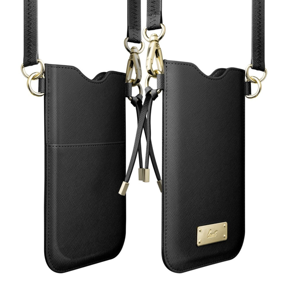 LAUT Vegansk Læder Crossbody Mobil Taske PRESTIGE - Sort (Maks. Mobil: 6,5")