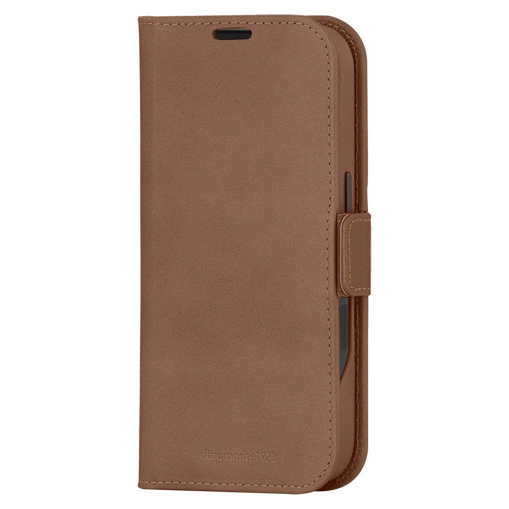 iPhone 16 dbramante1928 Lynge Ægte Læder Magnet Flip Cover - MagSafe Kompatibel - Tan