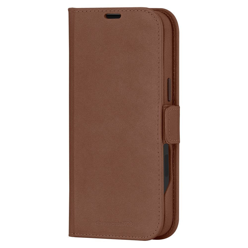 iPhone 16 Plus dbramante1928 Lynge Ægte Læder Magnet Flip Cover - MagSafe Kompatibel - Tan