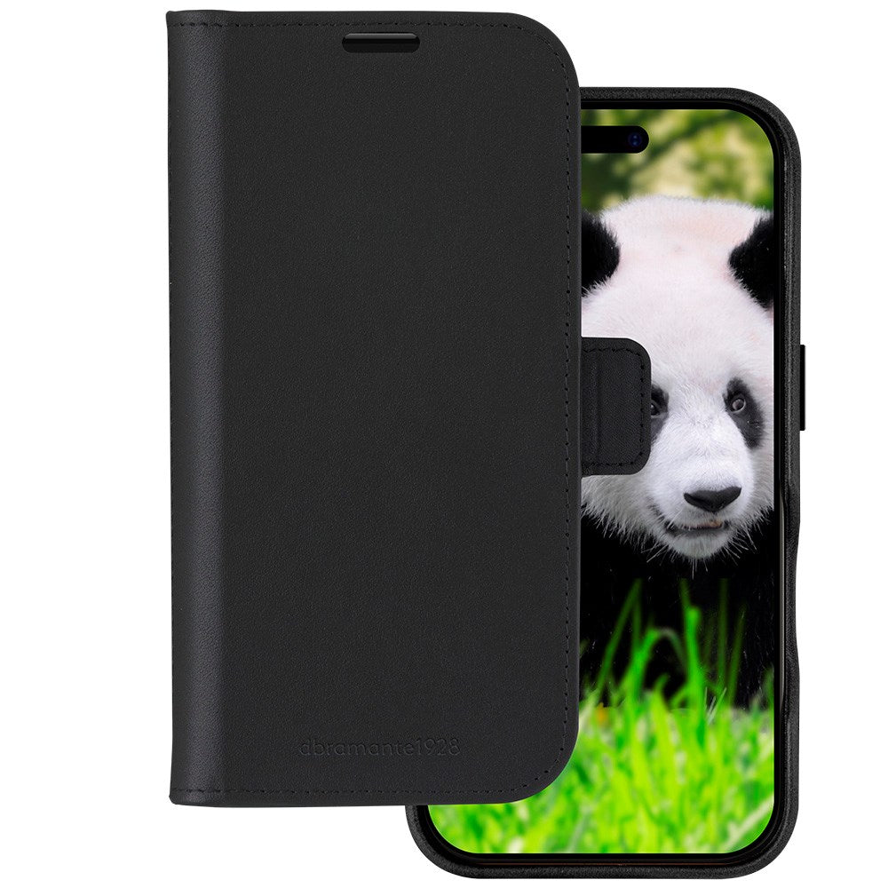 iPhone 16 Plus dbramante1928 Lynge Ægte Læder Magnet Flip Cover - MagSafe Kompatibel - Black