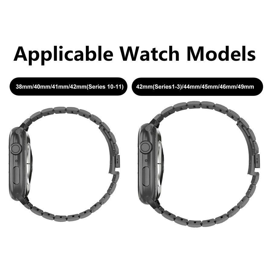 Lippa Apple Watch (38/40/SE/41/42mm) Rem i Rustfri Stål - Sort