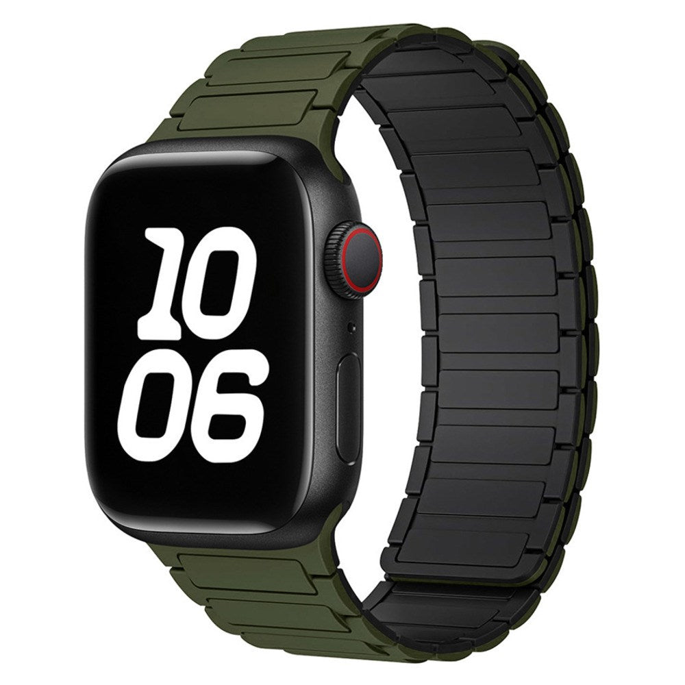 Lippa Apple Watch (38/40/41/42 mm) Magnetisk Silikone Urrem - Mørkegrøn