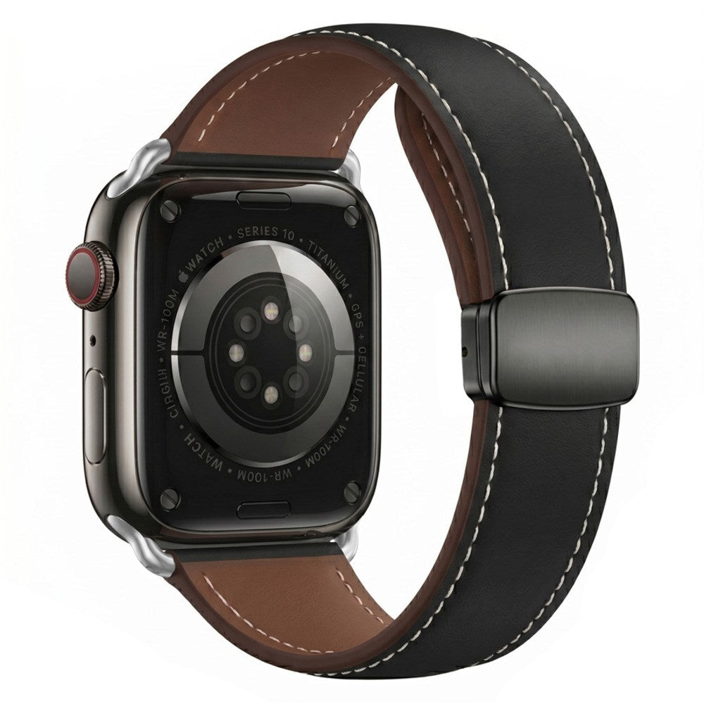 Lippa Apple Watch (38/40/41/42 mm) Magnetisk Kunstlæder Urrem - Sort
