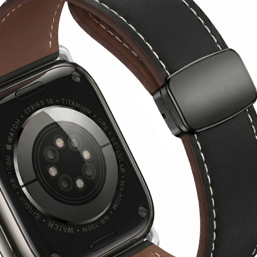 Lippa Apple Watch (38/40/41/42 mm) Magnetisk Kunstlæder Urrem - Sort