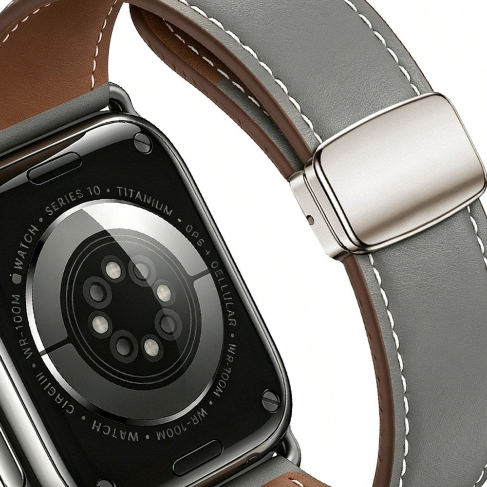 Lippa Apple Watch (42/44/45/46/49 mm) Magnetisk Kunstlæder Urrem - Grå