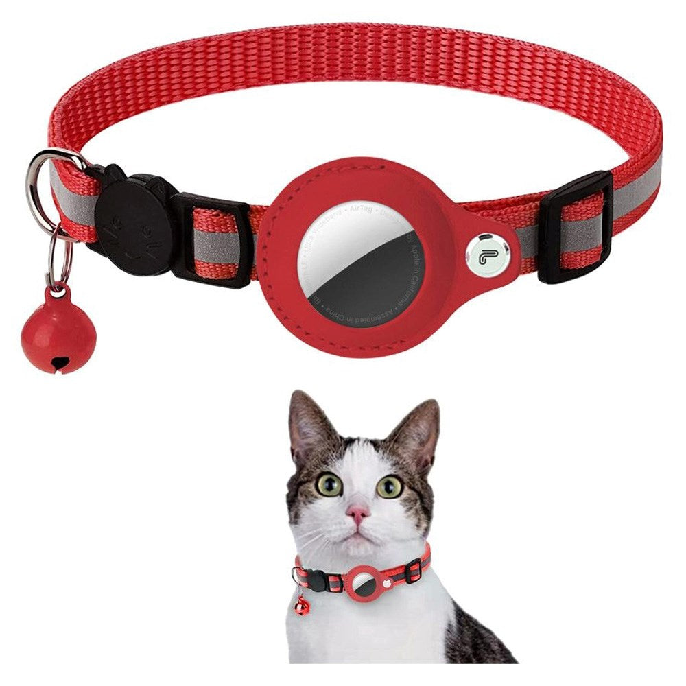 Lippa Halsbånd (22-32 cm) med AirTag 1. & 2. Gen. Etui - Rød