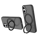 Lippa iPhone 17 Hybrid Cover m. Roterende Kickstand - MagSafe Kompatibel - Mat / Sort