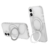 Lippa iPhone 17 Hybrid Cover m. Roterende Kickstand - MagSafe Kompatibel - Gennemsigtig / Sølv