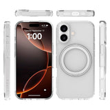 Lippa iPhone 17 Hybrid Cover m. Roterende Kickstand - MagSafe Kompatibel - Gennemsigtig / Sølv
