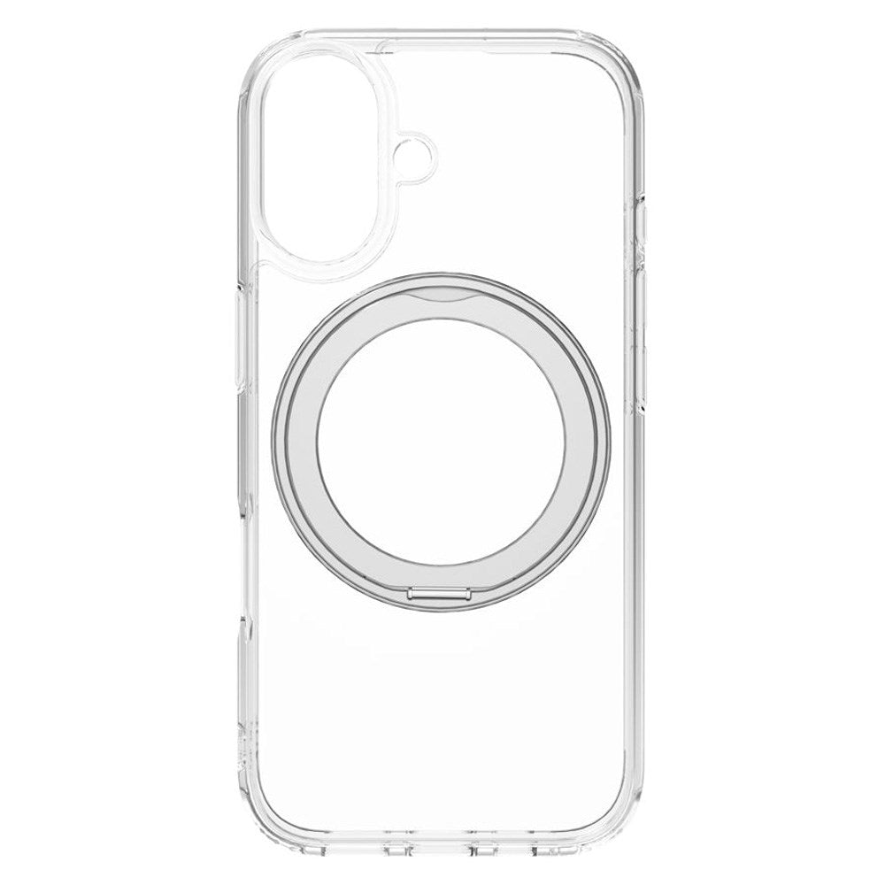 Lippa iPhone 17 Hybrid Cover m. Roterende Kickstand - MagSafe Kompatibel - Gennemsigtig / Sølv