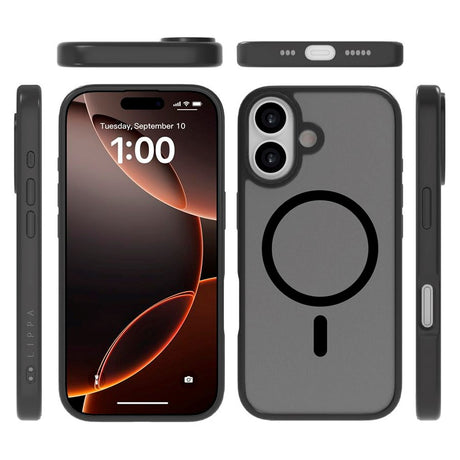 Lippa iPhone 17 Hybrid Bagside Cover - MagSafe Kompatibel - Mat / Sort
