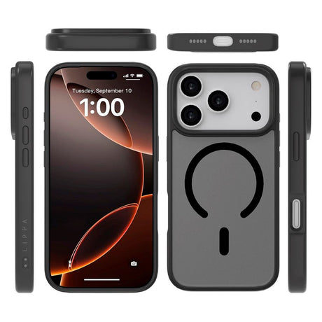 Lippa iPhone 17 Pro Hybrid Bagside Cover - MagSafe Kompatibel - Mat / Sort