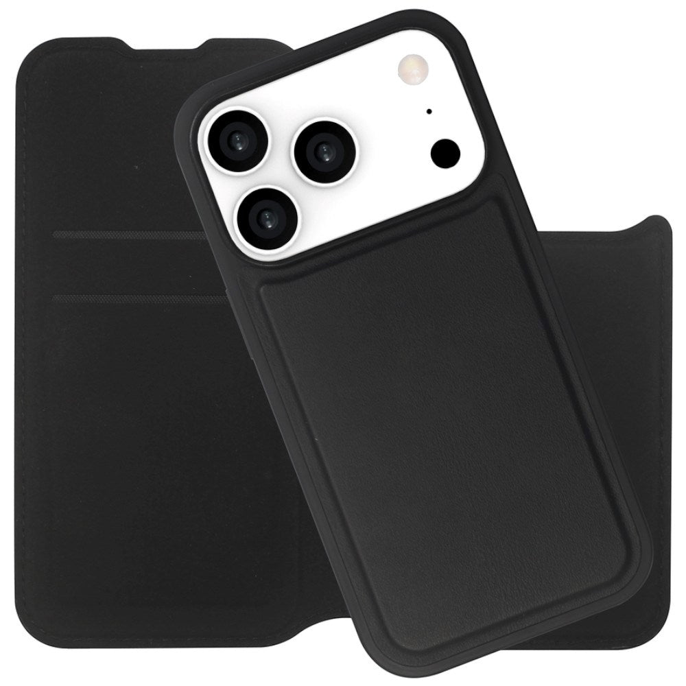 Lippa iPhone 17 Pro/ 18 Pro Wallet Kunstlæder 2-i-1 Flip Cover - MagSafe Kompatibel - Sort