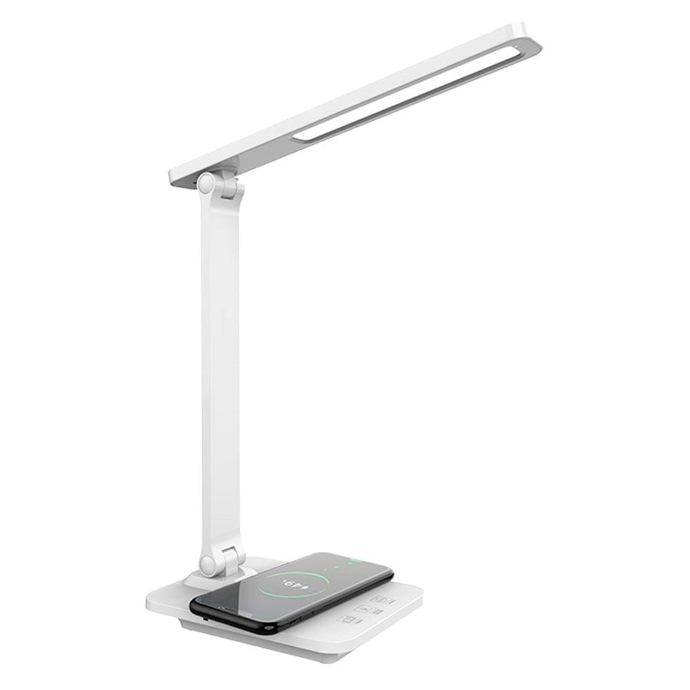 Lippa LED Skrivebordslampe m. Trådløs Opladning & Mobilholder - Hvid