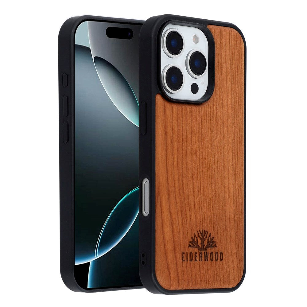 iPhone 16 Pro - EIDERWOOD Magnetisk Træcover - MagSafe Kompatibel - Kirsebærtræ