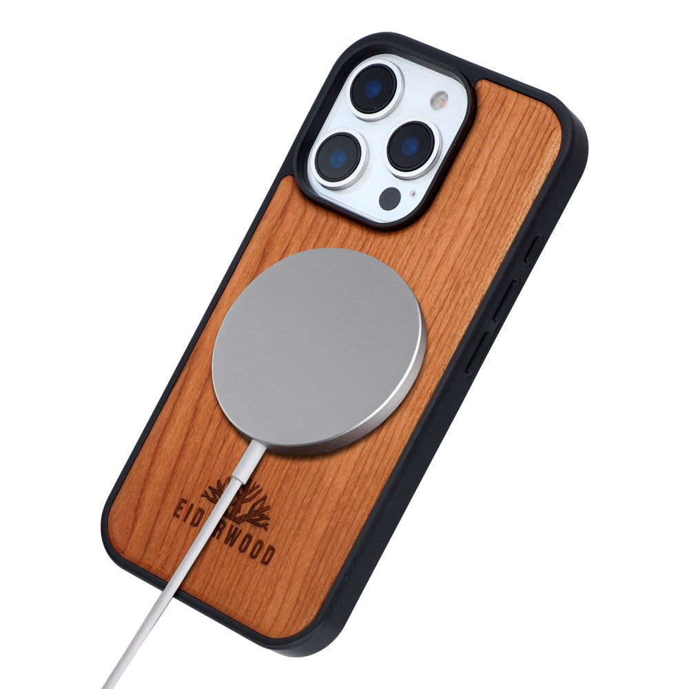 iPhone 16 Pro - EIDERWOOD Magnetisk Træcover - MagSafe Kompatibel - Kirsebærtræ