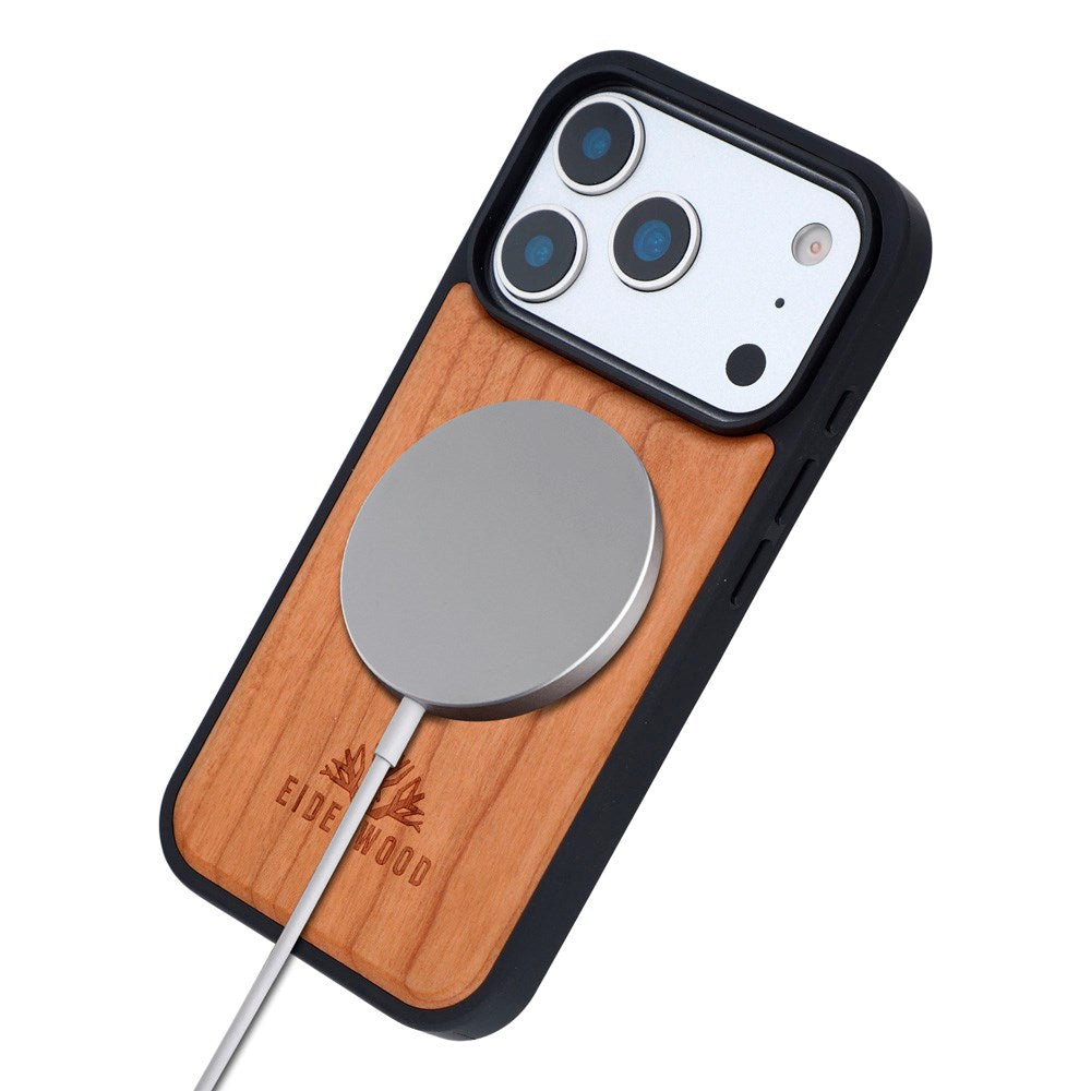 iPhone 17 Pro - EIDERWOOD Magnetisk Træcover - MagSafe Kompatibel - Kirsebærtræ