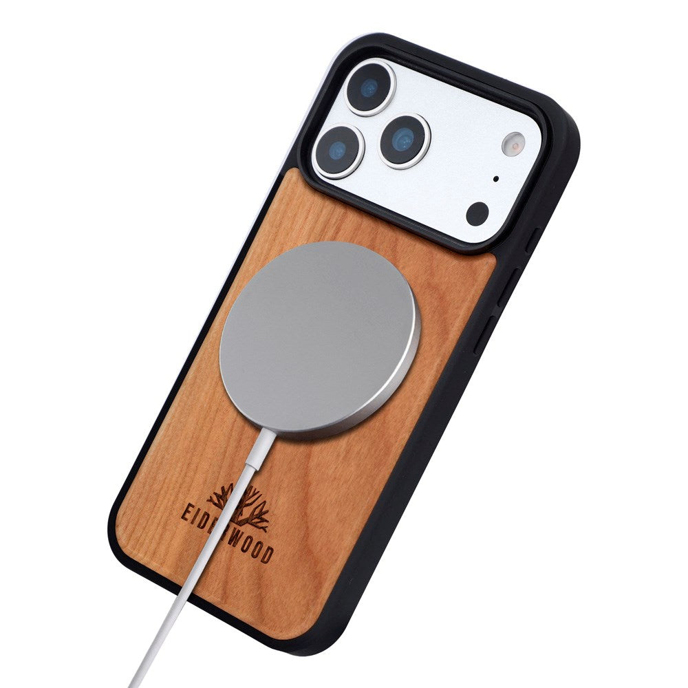 iPhone 17 Pro Max - EIDERWOOD Magnetisk Træcover - MagSafe Kompatibel - Kirsebærtræ