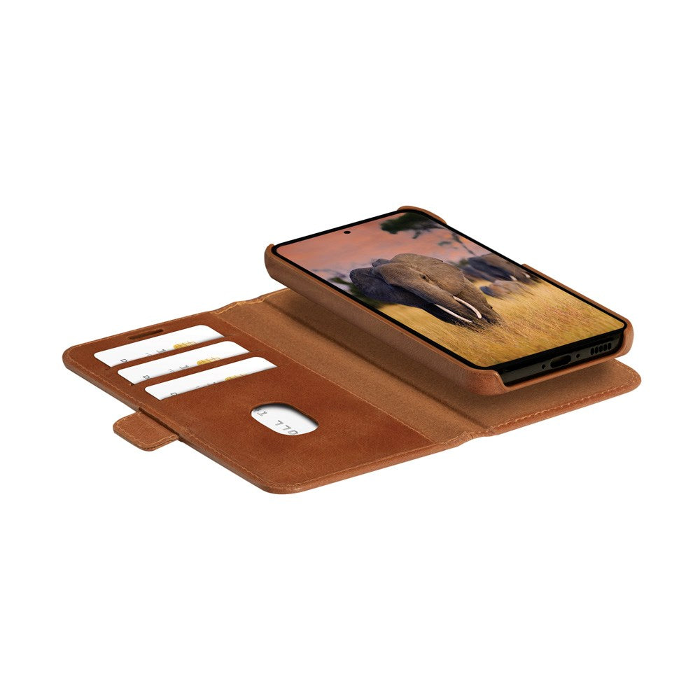 Samsung Galaxy A55 (5G) - dbramante1928 Lynge 2-i-1 Ægte Læder Flip Cover - Tan