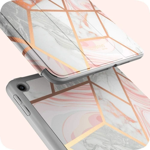 Supcase Cosmo Apple iPad 10.2 Cover - Slankt Marmor Design med Apple Pencil Plads - Lyserød