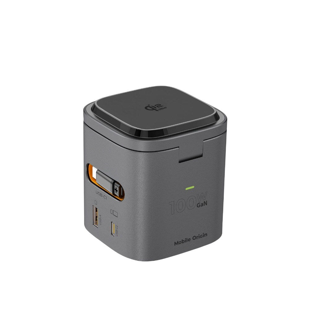 Mobile Origin Qi2 6-i-1 Multifunktionel Foldbar Trådløs Oplader - Sort