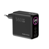Mobile Origin PW21 Display Vægoplader GaN 140W med 2x USB-C + 1x USB-A - Sort