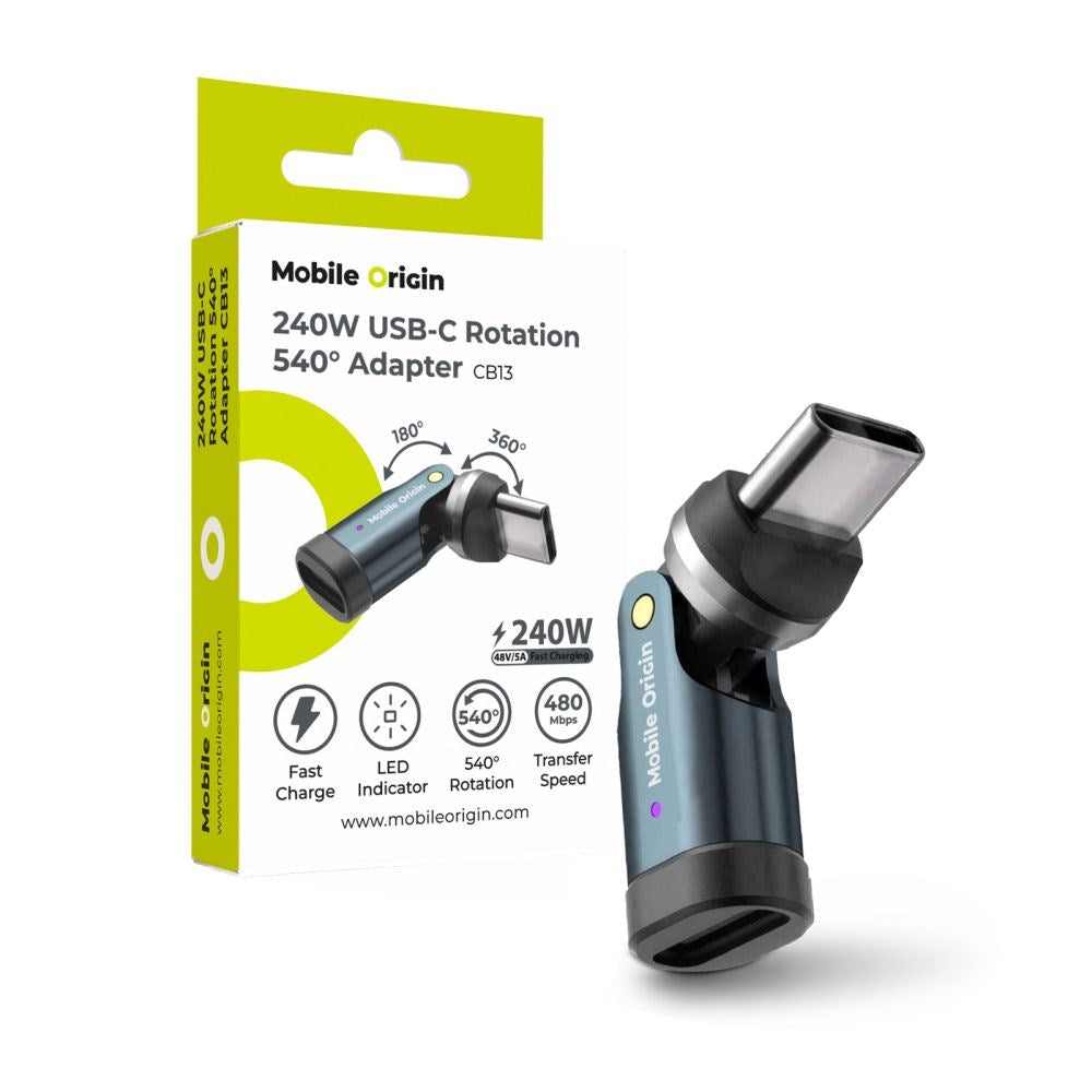 Mobile Origin 240W USB-C Adapter - 540° Roterbar - Grå