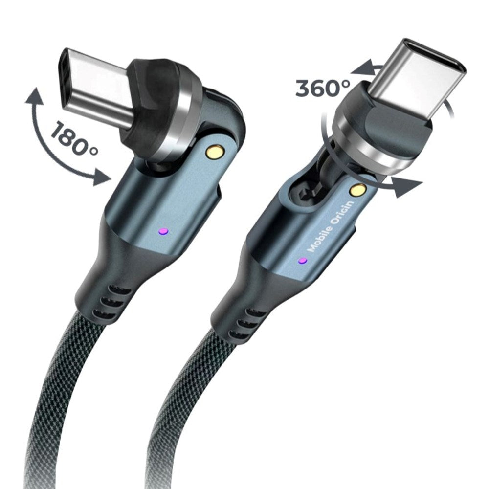 Mobile Origin USB-C til USB-C Kabel - 240W - 540° Roterbar - 1m - Grå