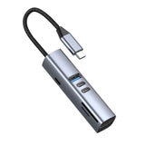 Mobile Origin 7-i-1 USB-C Hub m. 1 x USB-A 3 x USB-C 1 x HDMI 1 x TF / SD Kort - Grå