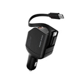 Mobile Origin 4-i-1 Biloplader 90W med USB-C + USB-A og 2x Indbygget USB-C Kabel - Sort