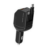 Mobile Origin 4-i-1 Biloplader 90W med USB-C + USB-A og 2x Indbygget USB-C Kabel - Sort