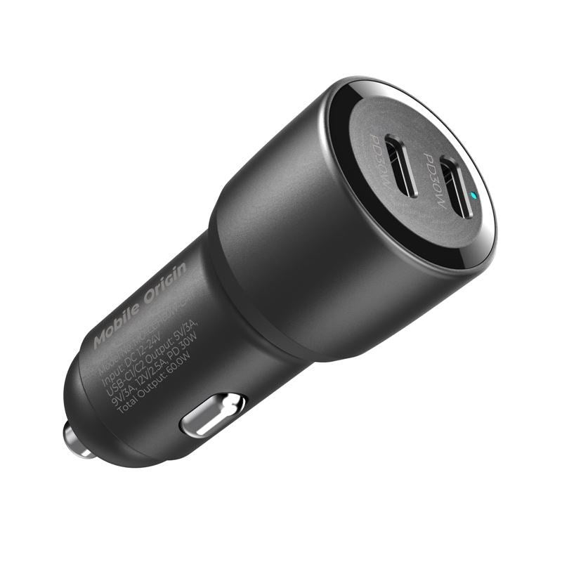 Mobile Origin CA11 Biloplader 60W  med 2x USB-C - Sort