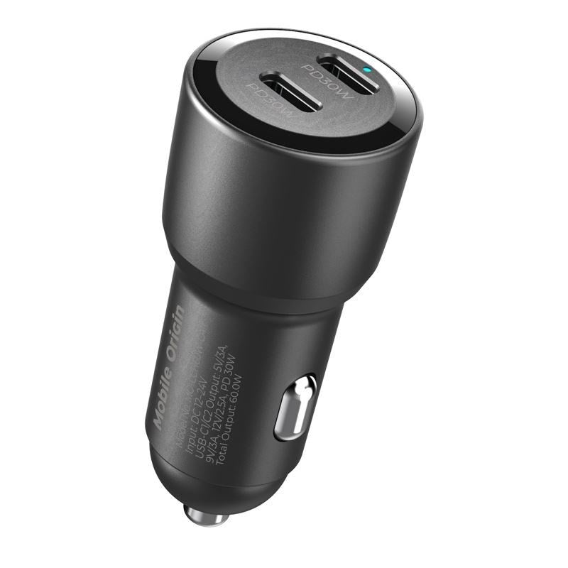 Mobile Origin CA11 Biloplader 60W  med 2x USB-C - Sort