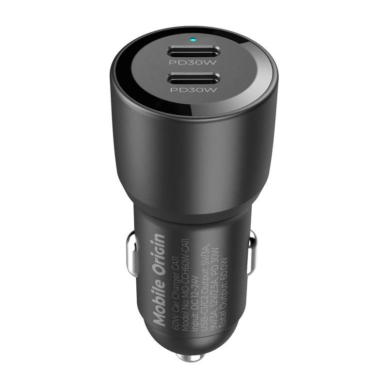 Mobile Origin CA11 Biloplader 60W  med 2x USB-C - Sort