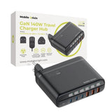 Mobile Origin 6-i-1 Rejseadapter m. 3x USB-C + 3x USB-A - EU/UK/USA - Sort