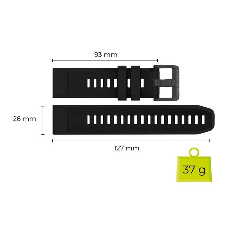 Mobile Origin Easy Strap Universal Garmin 26mm QuickFit Silikone Rem - Sort