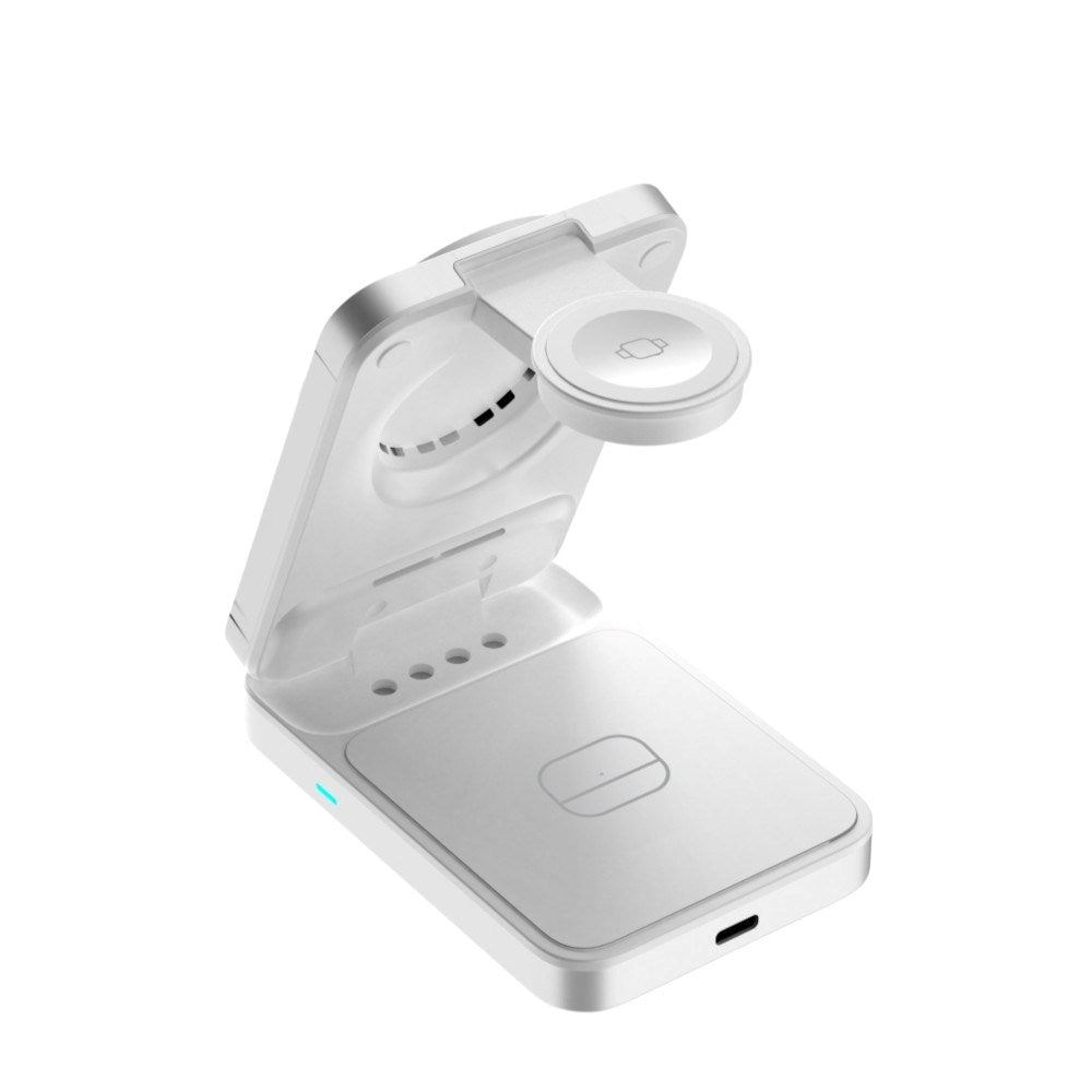 Mobile Origin Qi2 3-i-1 Multifunktionel Foldbar Trådløs Oplader - Sølv