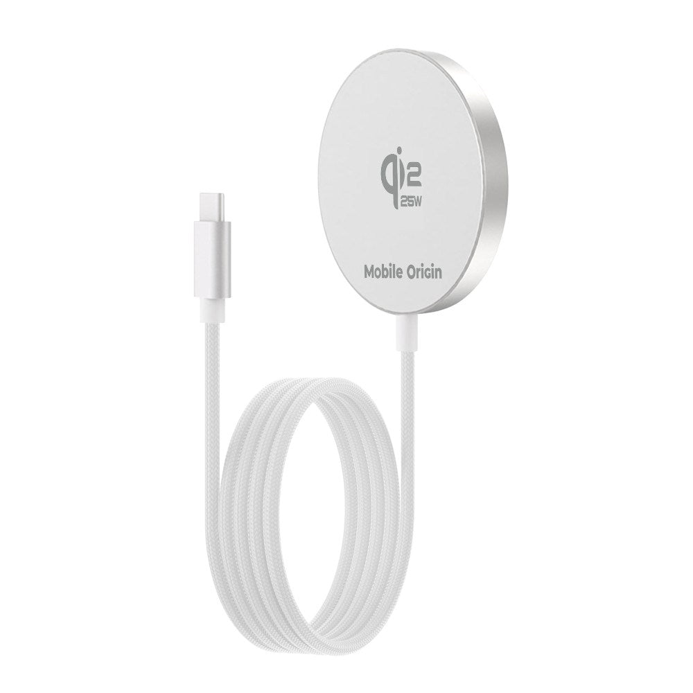 Mobile Origin Trådløs Oplader Qi2 25W - MagSafe Kompatibel - Hvid