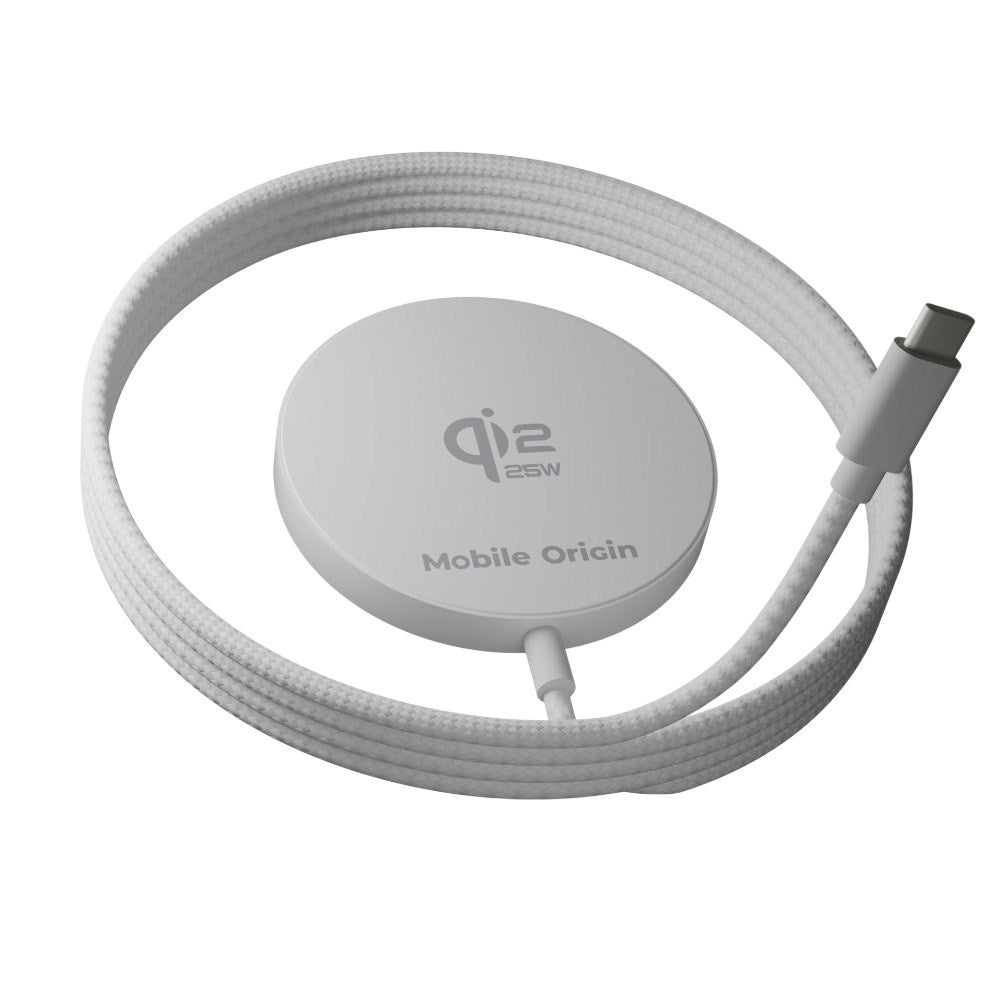 Mobile Origin Trådløs Oplader Qi2 25W - MagSafe Kompatibel - Hvid