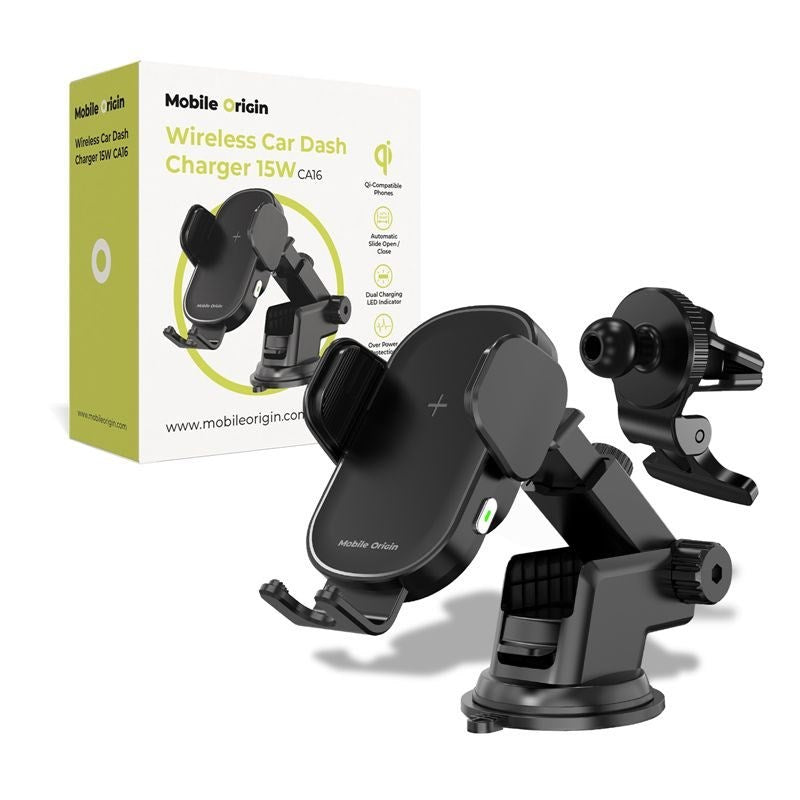 Mobile Origin Trådløs Mobiloplader 15W Dashboard Mount - Sort