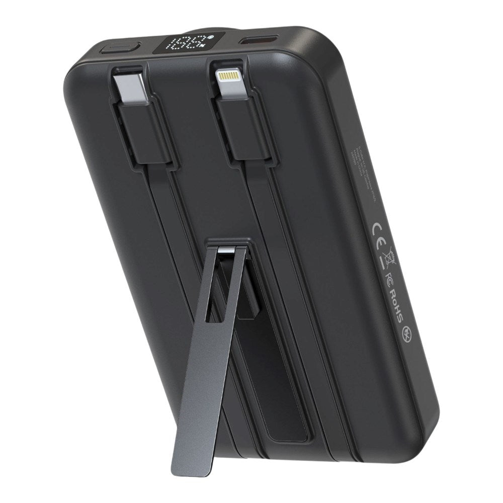 Mobile Origin Magnetisk Powerbank 10000mAh med USB-C og Lightning Kabel - Grå