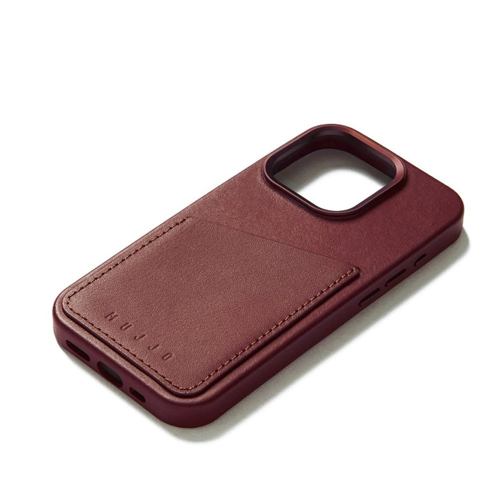 Mujjo iPhone 15 Pro Leather Wallet Cover - MagSafe Kompatibel - Brun