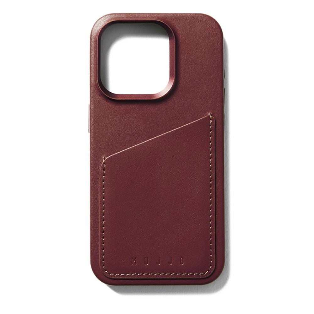 Mujjo iPhone 15 Pro Leather Wallet Cover - MagSafe Kompatibel - Brun