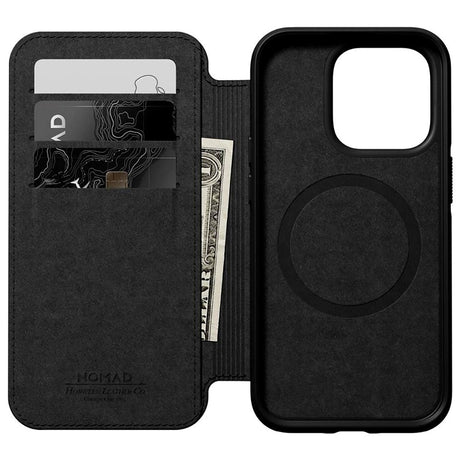 iPhone 14 Pro Nomad Modern Leather Folio Cover - MagSafe Kompatibel - Sort