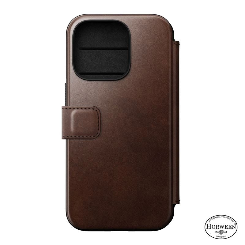 iPhone 14 Pro Nomad Modern Horween Leather Folio Cover - MagSafe Kompatibel - Brun