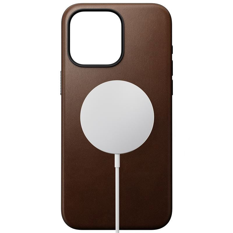 iPhone 15 Pro Max Nomad Modern Leather Cover - MagSafe Kompatibel - Brun