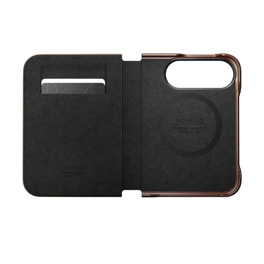 iPhone Duo Nomad Traditional Horween Leather Folio Flip Cover - MagSafe Kompatibel - Rustic Brown