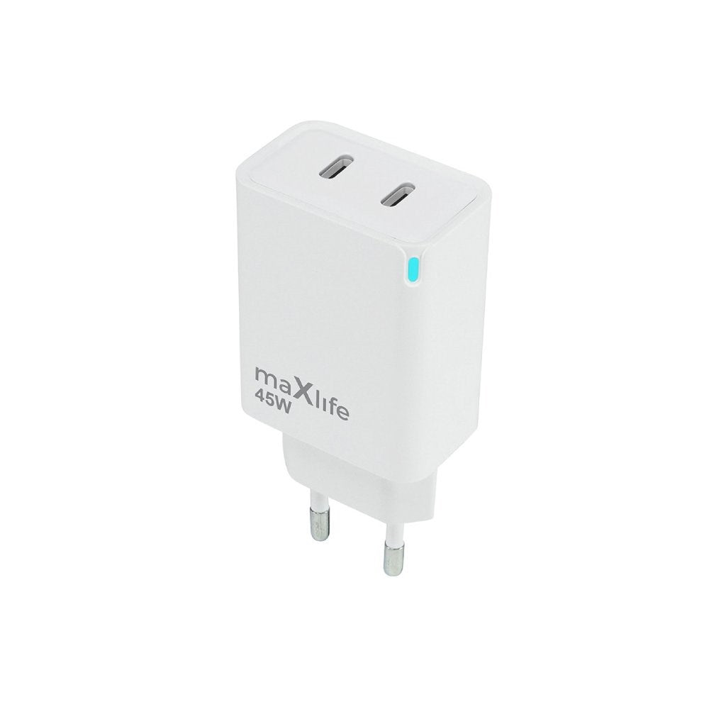 Maxlife Vægoplader- 45W - 2 x USB-C - Hvid