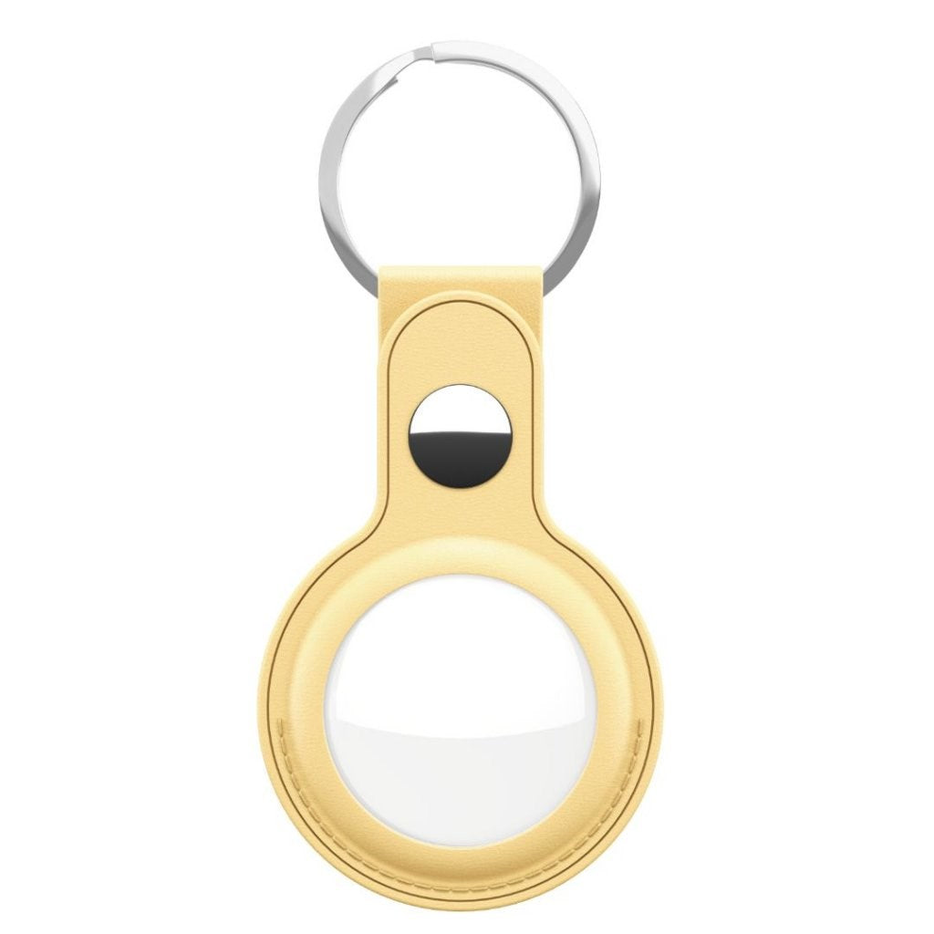 KeyBudz AirTag Nøglering - Snap Ring - 1 Pack - Imiteret Læder - Gul