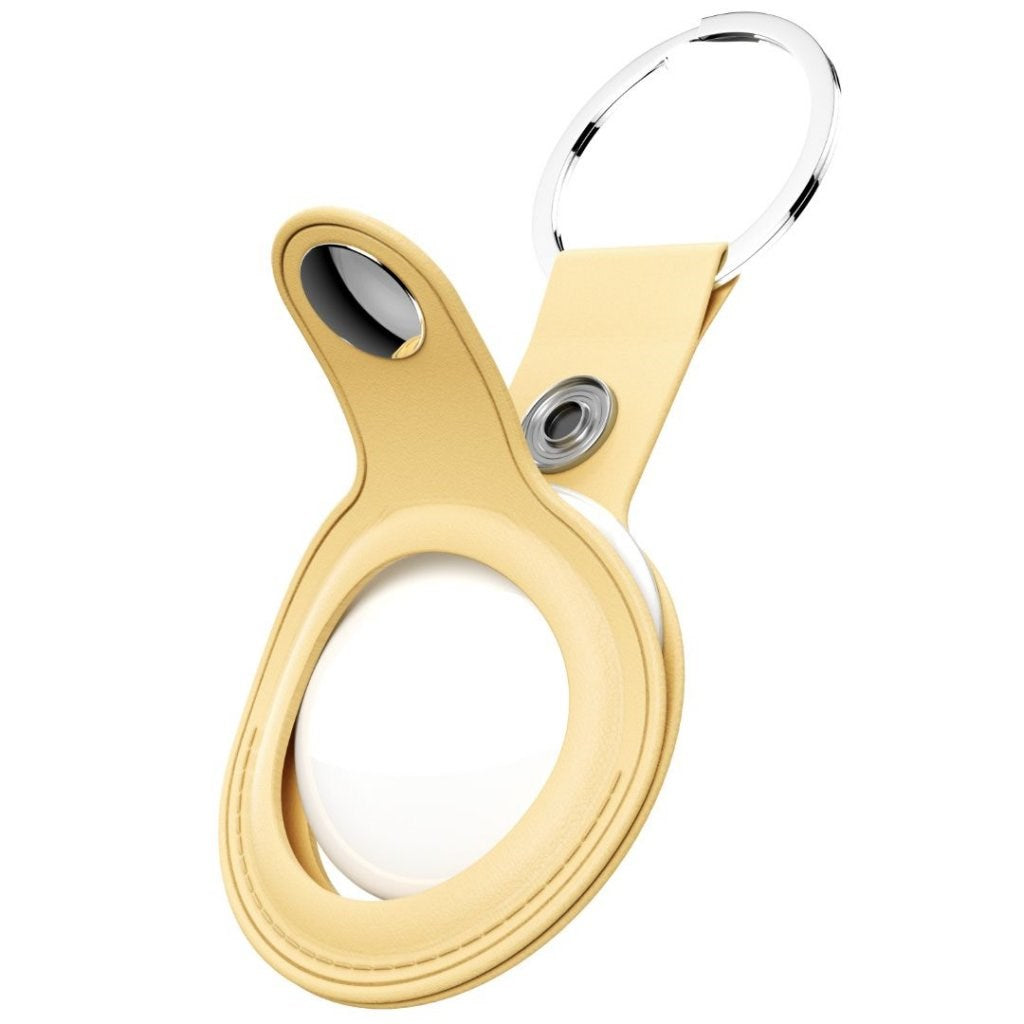 KeyBudz AirTag Nøglering - Snap Ring - 1 Pack - Imiteret Læder - Gul